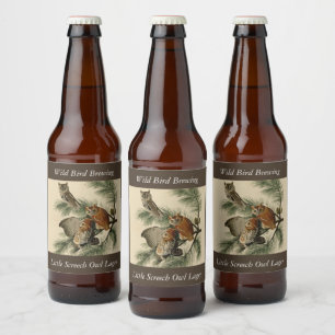 Little Screech Owl from Audubon's Birds of America Bier Etiket