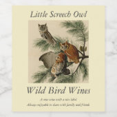 Little Screech Owl from Audubon's Birds of America Wijn Etiket (Enkel label)