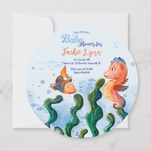 Little Seahorse Baby shower Invitation Kaart