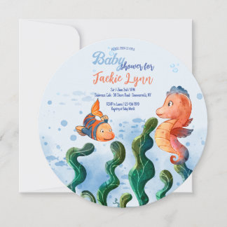 Little Seahorse Baby shower Invitation Kaart