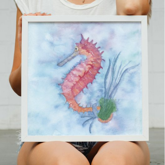 Little Seahorse Watercolor Perfect Poster