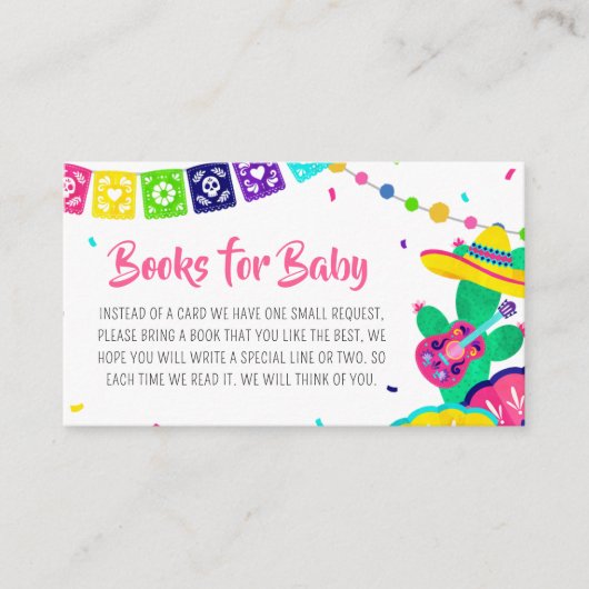 Little Senorita Fiesta Baby shower Boeken voor Bab Informatiekaartje (Voorkant)