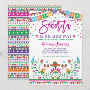Little Senorita Fiesta Baby shower Mexican Floral Kaart
