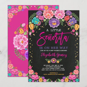 Little Senorita Floral Fiesta Girl Baby shower Kaart