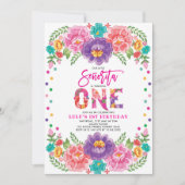 Little Senorita Mexican Fiesta Floral 1st Birthday Kaart (Voorkant)