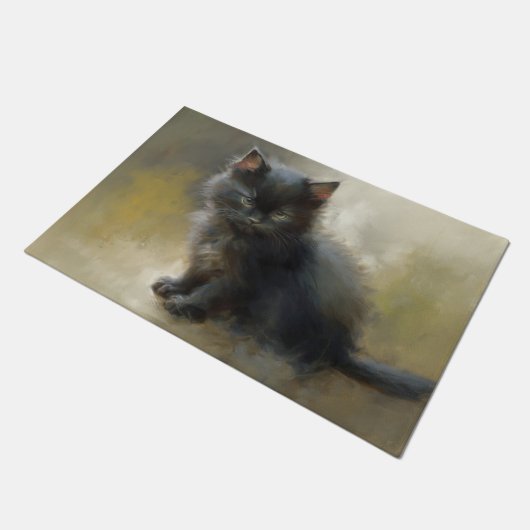 Little Shadow Black Kitten Deurmat (Schuin)