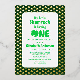 Little Shamrock 1st Birthday Folie Uitnodiging