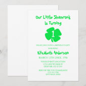 Little Shamrock 1st Birthday Kaart (Voorkant / Achterkant)