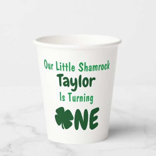 Little Shamrock 1st Birthday Papieren Bekers (Voorkant)