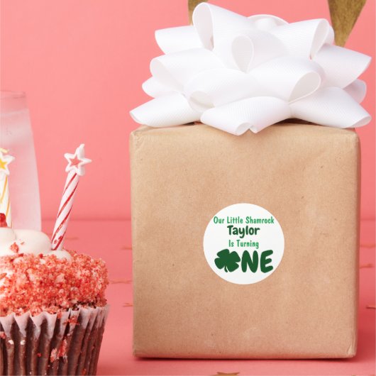 Little Shamrock 1st Birthday Ronde Sticker (Feest)