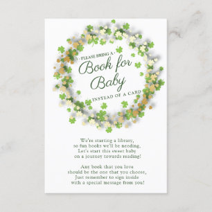 Little Shamrock Baby shower Book for Baby Card Informatiekaartje