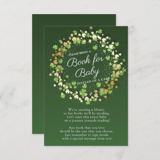 Little Shamrock Baby shower Book for Baby Card Informatiekaartje (Voorkant / Achterkant)