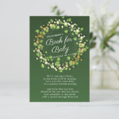 Little Shamrock Baby shower Book for Baby Card Informatiekaartje (Staand voorkant)