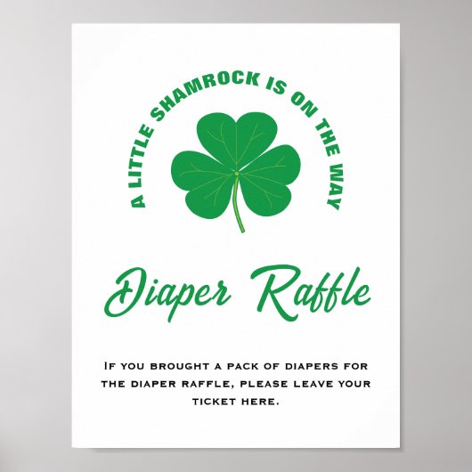 Little Shamrock Baby shower Fun Luier Raffle Sign Poster (Voorkant)
