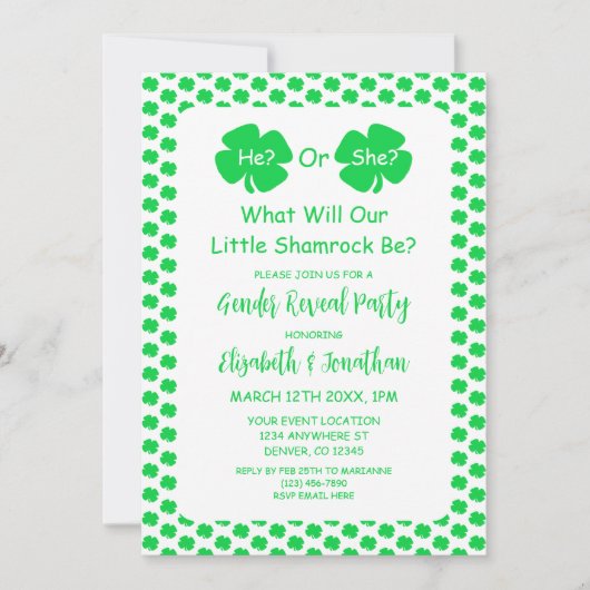 Little Shamrock Gender onthulling Kaart (Voorkant)