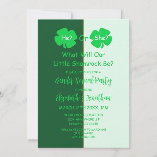 Little Shamrock Gender onthulling Kaart (Voorkant)