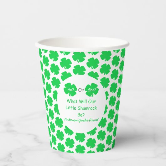 Little Shamrock Gender onthulling Papieren Bekers (Voorkant)