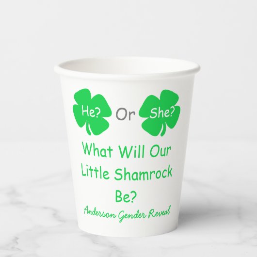 Little Shamrock Gender onthulling Papieren Bekers (Voorkant)
