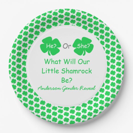 Little Shamrock Gender onthulling Papieren Bordje (Voorkant)