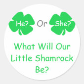 Little Shamrock Gender onthulling Ronde Sticker (Voorkant)