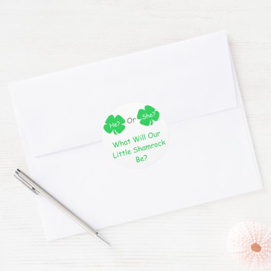Little Shamrock Gender onthulling Ronde Sticker (Envelop)