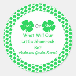 Little Shamrock Gender onthulling Ronde Sticker
