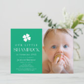 Little Shamrock Green Boy Photo 1st Birthday Kaart (Staand voorkant)