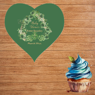 Little Shamrock Lucky Green Gold Heart Baby shower Hart Sticker
