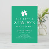 Little Shamrock Modern Green Boy 1st Birthday Kaart (Staand voorkant)