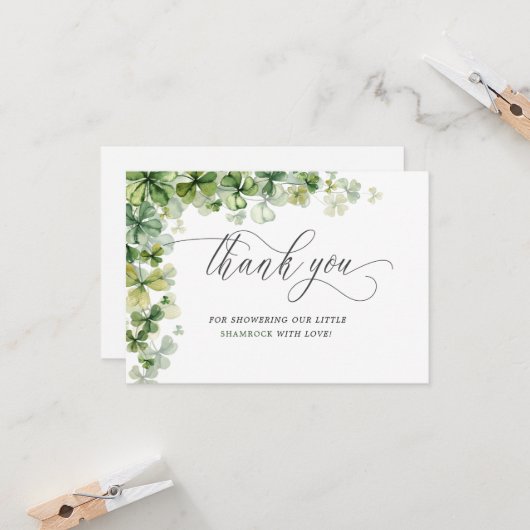 Little Shamrock Spring Vrijgezellenfeest Dank u Kaart (Voorkant / Achterkant in situ)