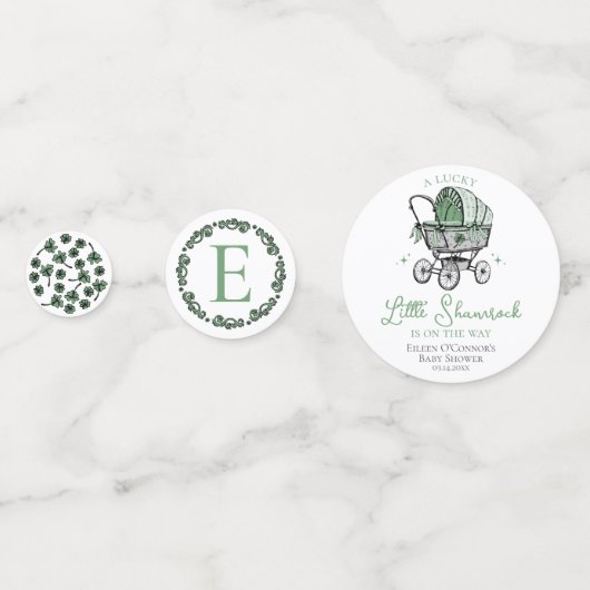 Little Shamrock St Patricks Baby shower Achtergron Confetti (Achterkanten)