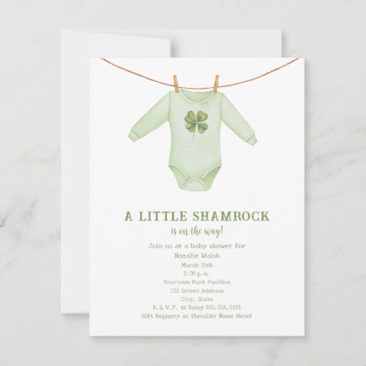 Little Shamrock St Patrick's Boy Baby shower Kaart (Voorkant)