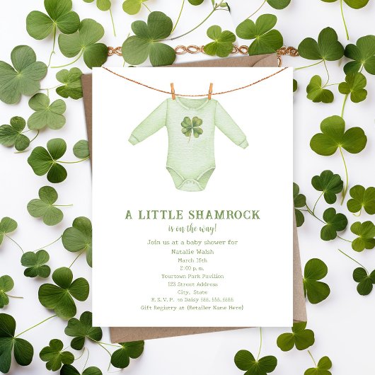 Little Shamrock St Patrick's Boy Baby shower Kaart