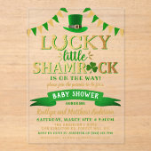 Little Shamrock St. Patrick's Day Baby shower Acryl Uitnodigingen (Voorkant)