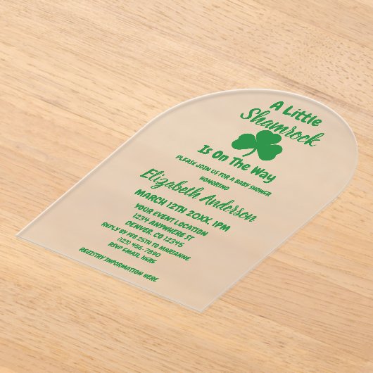 Little Shamrock St Patrick's Day Baby shower Acryl Uitnodigingen (Laagn)