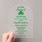 Little Shamrock St Patrick's Day Baby shower Acryl Uitnodigingen (Insitu (Draagbaar))