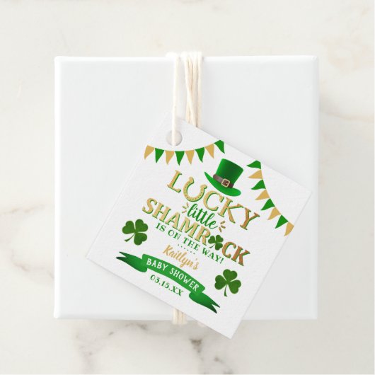 Little Shamrock St. Patrick's Day Baby shower Bedankjes Labels (In situ)