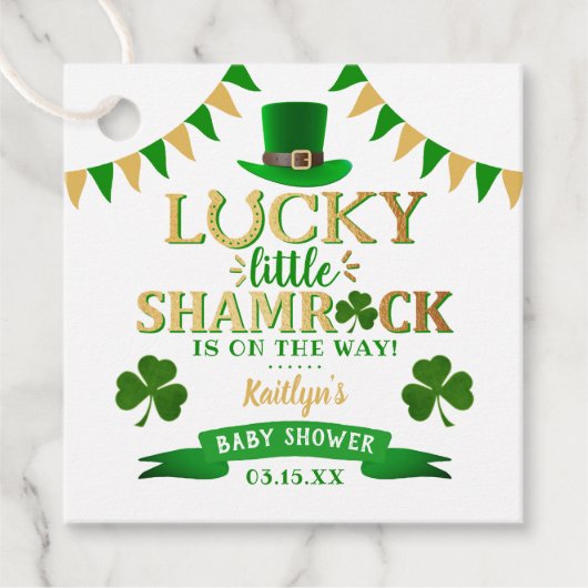Little Shamrock St. Patrick's Day Baby shower Bedankjes Labels (Voorkant)