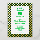 Little Shamrock St Patrick's Day Baby shower Folie Uitnodiging (Voorkant)
