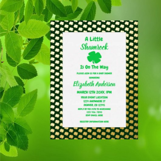 Little Shamrock St Patrick's Day Baby shower Folie Uitnodiging