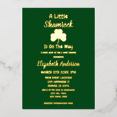 Little Shamrock St Patrick's Day Baby shower Folie Uitnodiging (Voorkant)
