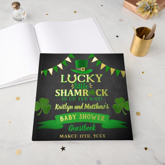 Little Shamrock St. Patrick's Day Baby shower Gastenboek (Voorkant open)