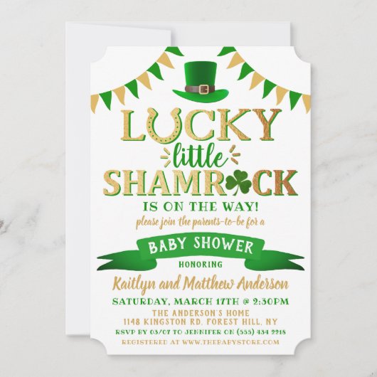 Little Shamrock St. Patrick's Day Baby shower Kaart (Voorkant)