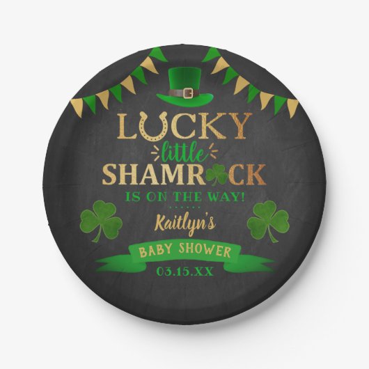 Little Shamrock St. Patrick's Day Baby shower Papieren Bordje (Voorkant)