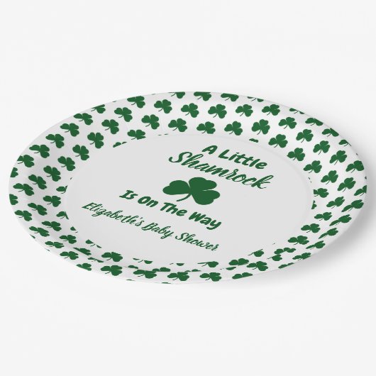 Little Shamrock St Patrick's Day Baby shower Papieren Bordje (Gekanteld)