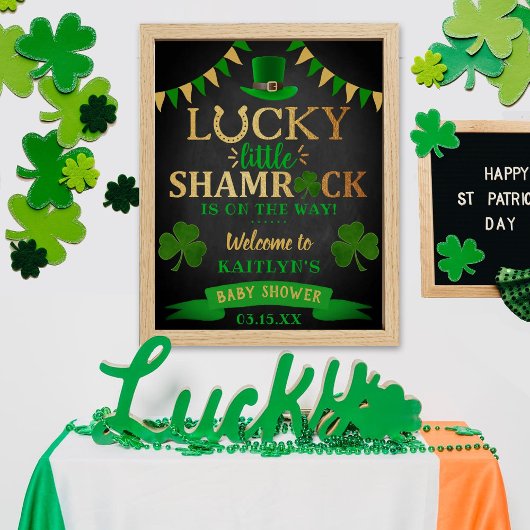 Little Shamrock St. Patrick's Day Baby shower Poster