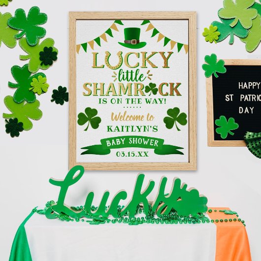 Little Shamrock St. Patrick's Day Baby shower Poster