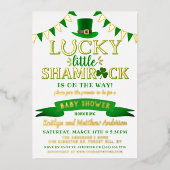 Little Shamrock St. Patrick's Day Baby shower Real Folie Uitnodiging (Voorkant)