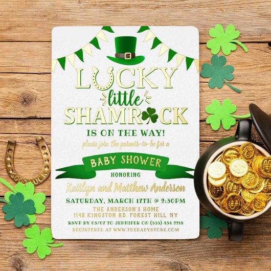 Little Shamrock St. Patrick's Day Baby shower Real Folie Uitnodiging