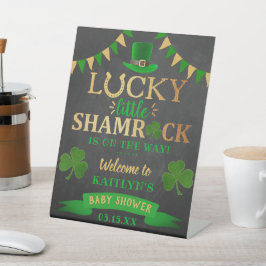 Little Shamrock St. Patrick's Day Baby shower Reclamebord Met Voetstuk